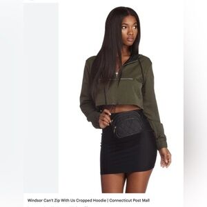 Windsor Olive Cropped Hoodie